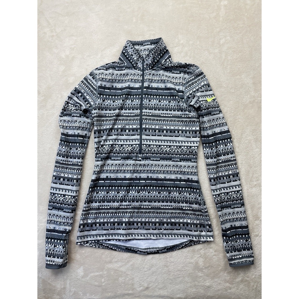 Nike Pro Jacket Womens Small Pullover Half Zip Hyperwarm DRI-FIT Gray‎ Running